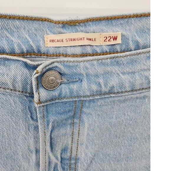 Levi's Ribcage Ankle Straight Light Wash Jeans Button Fly Size 22W 22 - Picture 8 of 8